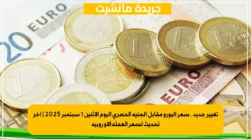 تغيير جديد.. سعر اليورو مقابل الجنيه المصري اليوم الاثنين 1 سبتمبر 2025 آخر تحديث لسعر العملة الأوروبية 1